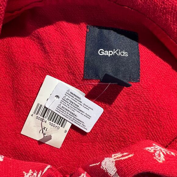 NWT Gap Kids Hoodie Girls Red Floral Logo Sequin Full Zip Sweatshirt Cute Girly - Picture 5 of 6